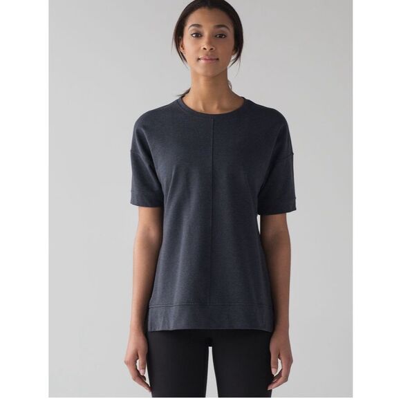lululemon athletica Tops - Lululemon Cut Above Side Slit Back Athletic Athleisure Tee French Terry Washed B